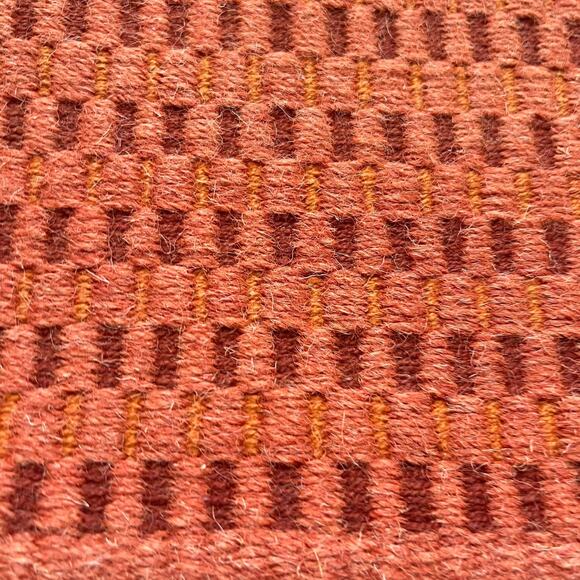 Crate and Barrel Hanson Runner Rug 2.5' x 7' Pumpkin Square Cotton Wool - Picture 3 of 6